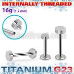 ulbin2 titanium g23 internally threaded labret 3mm 4mm flat