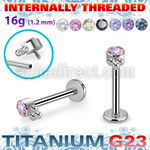ulbin24 titanium g23 labret three balls cluster cz internal