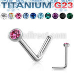 unlcb20 titanium nose stud 20g crystal flat head bezel set