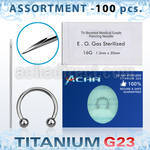 uset07 kit piercings profesional 100 barbell circular titanio g23 bolas 3mm 100 agujas acero quirurgico esterilizadas mayorista