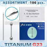 uset12 kit piercings profesional 100 barbell lengua titanio g23 bolas 5mm 100 deesterilizadas acero quirurgico agujas al por mayor