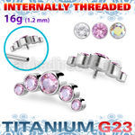 ushz3in titanium g23 top part post five round color cz