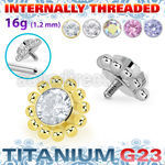 ushz6in titanium g23 flower shape top color cz plain balls