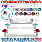 usudjfi titanium surface barbell flat crystals internal