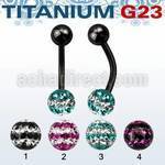 utbnfr6d piercing ombligo titanio g23 anodizado bola titanio 5mm bola multi cristal ferido 6mm triple linea venta