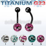 utbnfr8c piercing ombligo titanio g23 anodizado bola 5mm bola 8mm multi cristal ferido rayas cebra distribuidor mayorista
