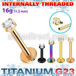 utlbin12 pvd plated titanium g23 labret 16g cz internal