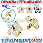 utshz15in pvd plated titanium g23 flower top cz prong set