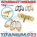 utshz23in pvd plated titanium top three marquise prong cz