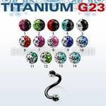 utspfr3e espiral titanio g23 anodizado ceja labio bolas multi cristal ferido 3mm colores al por mayor