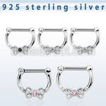 vsepk14 septum clip plata 925 colgante alto barra cierre acero 316l arco zirconia centro al por mayor