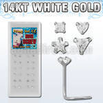 wgszmc caja display 24 piercing nariz l oro blanco 14 kts 0 6mm zirconia 3mm formas variadas distribuidor mayorista