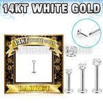 wlbz 14k white gold labret clear cz