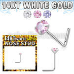wnszm25 14k white gold nose stud 22g round color cz