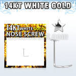 wsst piercing nariz l oro blanco 14 kts 0 6mm estrella oro liso 2 5mm mayorista
