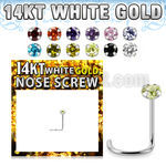 wszm25 14k white gold nose screw prong set color cz