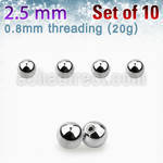 xbal25xs pack 10 bolas acero quirurgico tamano 2 5mm rosca distribuidor