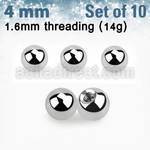 xbal4 pack 10 bolas acero quirurgico brillo espejo 4mm rosca distribuidor mayorista