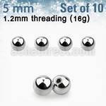 xbal5s pack 10 bolas acero quirurgico brillo espejo 5mm rosca distribuidor mayorista