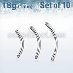 xbn18g pack 10 barras banana ceja acero quirurgico brillo espejo rosca 1 0mm distribuidor