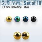 xbt25 pack 10 bolas acero quirurgico anodizado 2 5mm rosca al por mayor