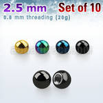 xbt25xs pack 10 bolas acero quirurgico anodizado 2 5mm rosca al por mayor