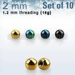 xbt2 pack 10 bolas acero quirurgico anodizado 2mm rosca al por mayor