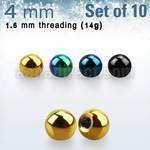 xbt4g pack 10 bolas acero quirurgico anodizado 4mm rosca distribuidor