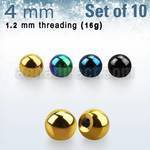 xbt4s pack 10 bolas acero quirurgico anodizado 4mm rosca distribuidor mayorista