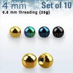 xbt4xs pack 10 bolas acero quirurgico anodizado 4mm rosca al por mayor