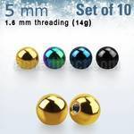 xbt5g pack 10 bolas acero quirurgico anodizado 5mm rosca mayorista