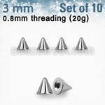 xcn3xs pack 10 bolas acero quirurgico 3mm rosca al por mayor