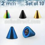 xcnt2 pack 10 conos acero quirurgico anodizado 2mm rosca distribuidor