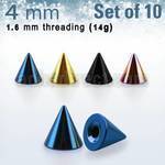 xcnt4g pack 10 conos acero quirurgico anodizado 4mm rosca venta
