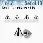 xcon3g pack 10 conos acero quirurgico brillo espejo 3mm rosca venta