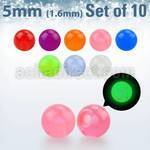 xglb5 pack 10 bolas acrilicas brillan oscuridad 5mm rosca al por mayor