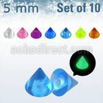 xglcn5 set 10 conos acrilicos brillan oscuridad 5mm rosca mayorista