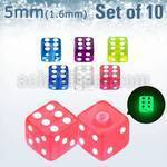 xgldi5 pack 10 dado acrilico brilla oscuridad 5mm rosca distribuidor