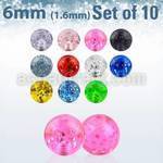 xgtb6 pack 10 bolas acrilicas glitter 6mm rosca al por mayor