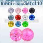 xgtb8 pack 10 bolas acrilicas glitter 8mm rosca mayorista