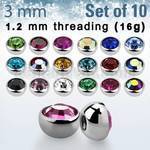 xhjb3 pack 10 medias bolas joya acero quirurgico cristal bisel rosca distribuidor mayorista