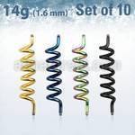 xintd14g pack 10 barras barbell industrial espiral acero 316l anodizado rosca distribuidor mayorista