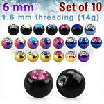 xjbt6g pack 10 bolas acero quirurgico anodizado 6mm cristal bisel rosca mayorista