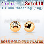 xjbtt4s pack 10 bola acero 316l oro rosa 4mm cristal bisel rosca distribuidor mayorista