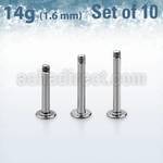 xlb14g pack 10 barras labret acero quirurgico brillo espejo rosca distribuidor