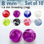 xmbbal8 set 10 bolas acrilicas marmoladas 8mm rosca mayorista