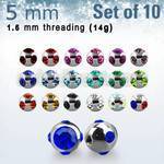 xmjb5 pack 10 bolas multi joya acero 316l brillo espejo 5mm 1 cristal 4 cristal lados rosca venta