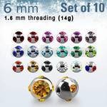 xmjb6 pack 10 bolas multi joya acero 316l brillo espejo 6mm 1 cristal 4 cristal lados rosca distribuidor mayorista