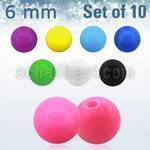 xsab6 set 10 bolas acrilicas 6mm colores solidos rosca al por mayor