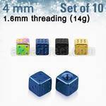 xsdit4 pack 10 dados acero quirurgico anodizado 4mm rosca mayorista